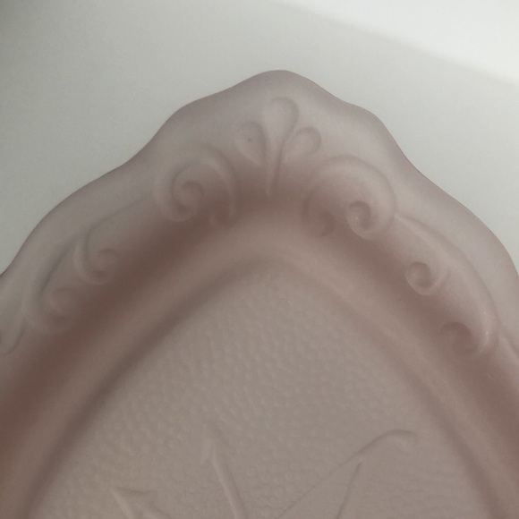 Vintage Imperial Glass Lenox Pink Satin Heart Bow And Arrow Trinket Dish - Picture 8 of 12